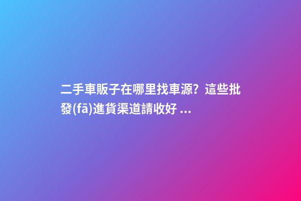 二手車販子在哪里找車源？這些批發(fā)進貨渠道請收好！